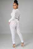 White Sexy Hollow Out Long Sleeve Crop Top and Pants Bodycon 2PCS Set