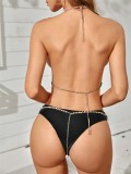 Golden Rhinestone Sexy Bra and Pantie Set
