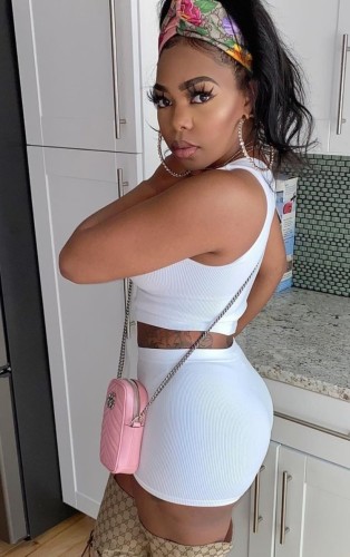 White Ribbed Crop Tank and Biker Shorts Two Piece Set Set