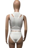 White Hollow Out Crop Tank and High Waist Panty 2PCS Set