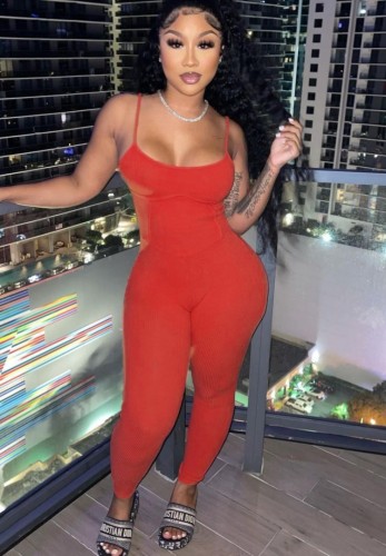 Red Sexy Cami Bodycon Jumpsuit
