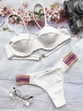 White Underwired Bikini Set with Contrast Details