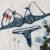 Blue Lace Bra and Pantie Sexy Lingerie Set