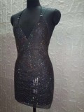 Black Sparkly Halter Sexy Mini Dress