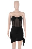 Black Sexy Strapless Cutout Irregular Club Dress