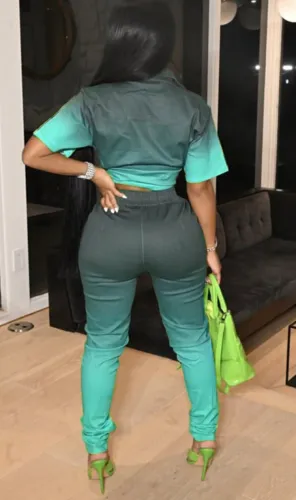 Gradient Blouse and High Waist Pants Trendy 2PCS Set