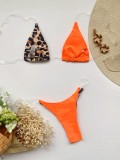 Color Block Leopard Sexy Triangle Bikini Set