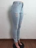 Light Blue High Waisted Distressed Jeans