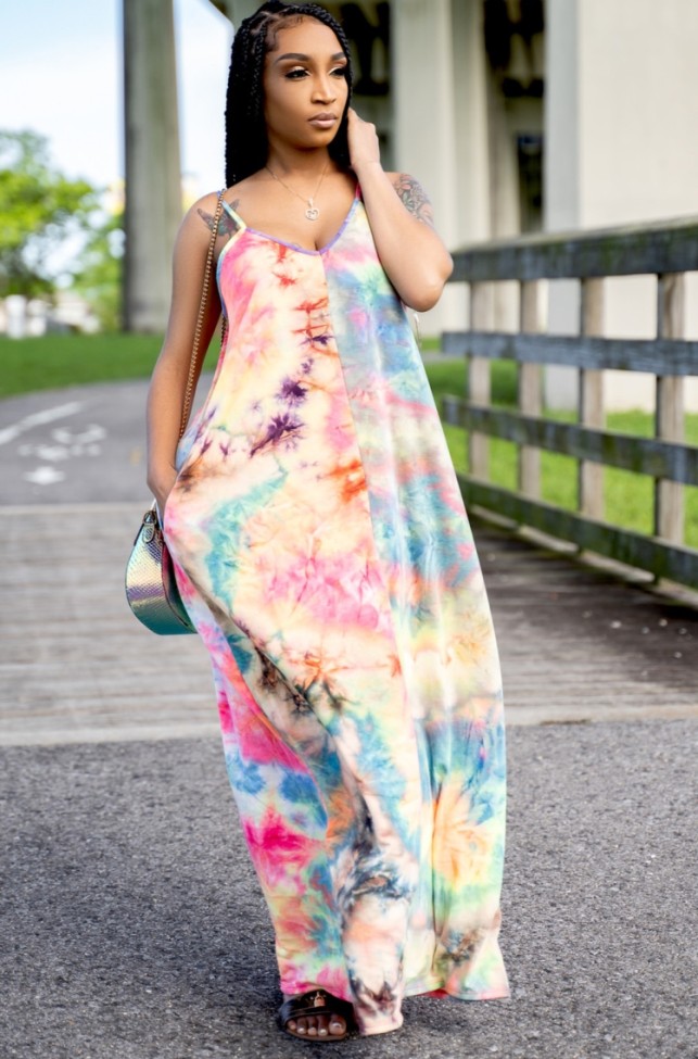 Tie Dye Cami Loose Maxi Dress