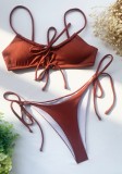 Solid Strings Tie Sides Bikini Set