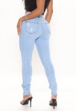 Light Blue High Waisted Distressed Jeans