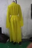 Sexy See Through Yellow Wide Leg Jumpsuit