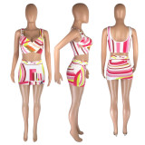 Sexy Geometric Print Matching Two Piece Skirts Set