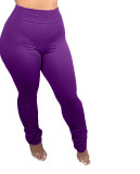 Purple High Waist Tight Stack Leggings