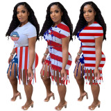 Independence Day Tassel Two Piece Shorts Set