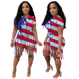 Independence Day Tassel Two Piece Shorts Set