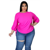 Plus Size Yellow Drawstings Casual Top