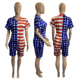 Independence Day Flag Print Plus Size Jumpsuit