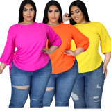 Plus Size Yellow Drawstings Casual Top
