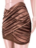 Sexy Brown Halter Neck Crop Top and Mini Skirt Set