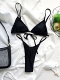Black Sexy Heart Trim Bikini Set