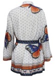 Butterfly Print Short Robe Dress