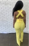 Yellow Sexy Multiway Crop Top and Pants 2pcs Set