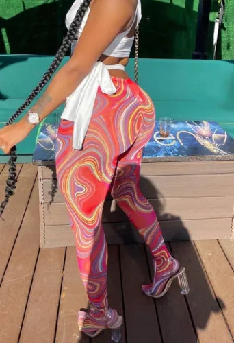 Print Colorful Mesh Sexy Strechy Leggings