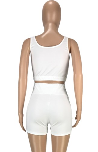 White Cop Tank and Biker Shorts 2 Pieces