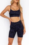Fitness Leopard Bra and Shorts Gym Two Piece Set