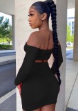 Black Sexy Off Shoulder Crop Top and Mini Skirt Set