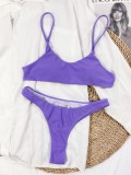 Purple Sexy Thong Bikini Set
