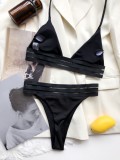 Black Triangle Halter Bikini Set