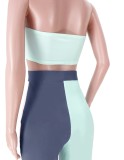 Sexy Bandeau Top and Contrast Wide Leg Pants Set