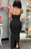 Sexy Black Cami Slit Back Maxi Dress