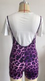 Mouth Print Tee and Tight Suspender Shorts Set