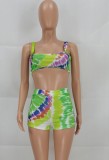 Sexy Print Colorful Bra Top and Shorts Two Pieces