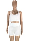 White Cop Tank and Biker Shorts 2 Pieces
