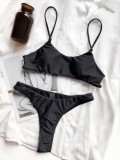 Black Sexy Thong Bikini Set