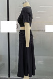 Black Crop Top and Slit Long Skirt Set