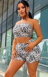 Print Black Letter Bandeau Top and Shorts Set