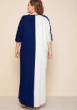 Plus Size Blue & White Casual Dress