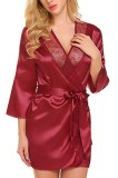 Red Sexy Robe and Pantie Lingerie Set