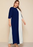 Plus Size Blue & White Casual Dress