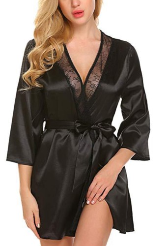 Black Sexy Robe and Pantie Lingerie Set