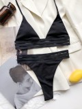 Black Triangle Halter Bikini Set