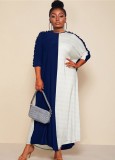 Plus Size Blue & White Casual Dress