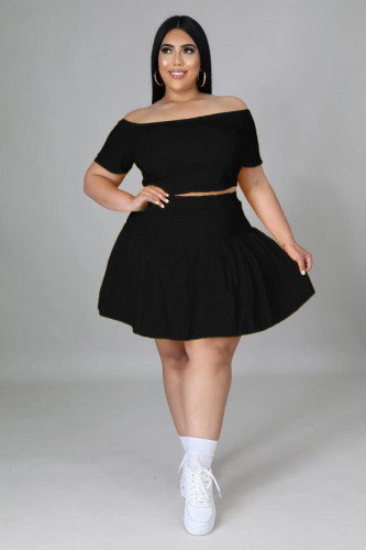 Plus Size Sports Two Piece Pleated Skirt Set