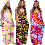 Tie Dye Hot Pink Loose Maxi Dress with Belt