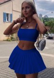 Blue Cami Top and Pleated Skirt Set
